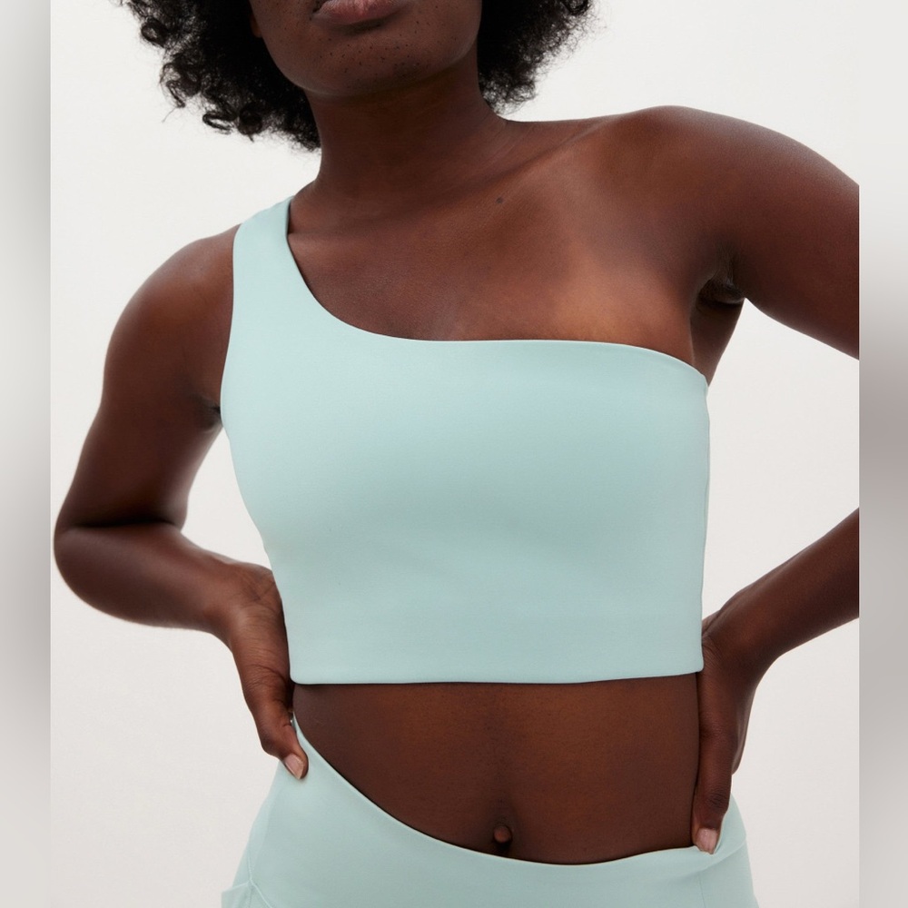 NWT Girlfriend Collective Bianca One Shoulder Bra Glass